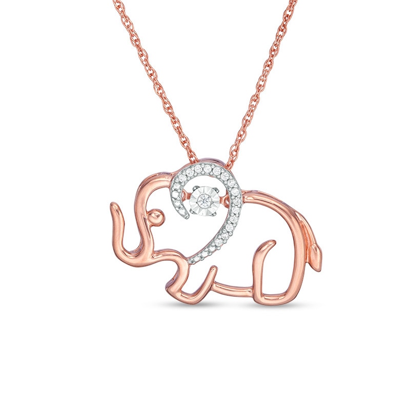 Unstoppable Love™ 0.065 CT. T.W. Diamond Elephant Outline Pendant in Sterling Silver with 14K Rose Gold Plate|Peoples Jewellers