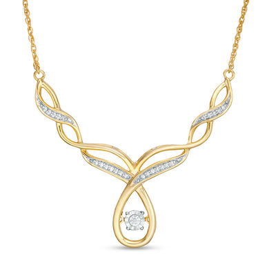 Unstoppable Love™ 0.146 CT. T.W. Diamond Twist Necklace in 10K Gold - 16.5"