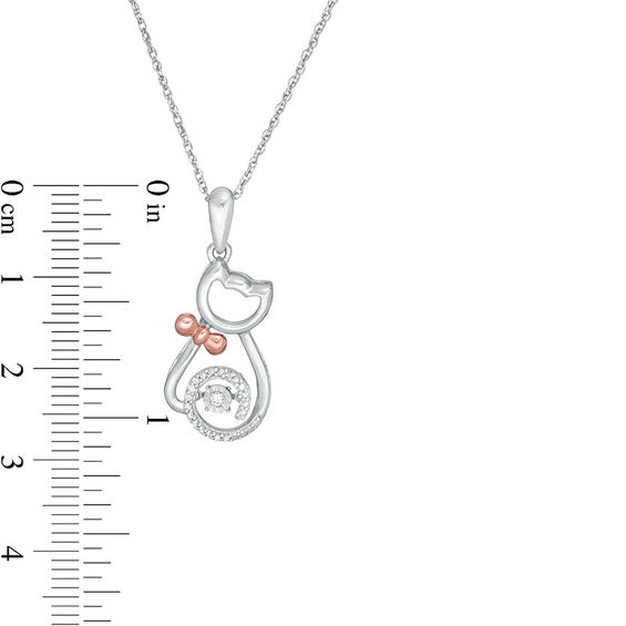 Unstoppable Love™ 0.04 CT. T.W. Diamond Sitting Cat with Bow Pendant in Sterling Silver and 10K Rose Gold