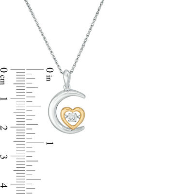 Unstoppable Love™ Diamond Accent Crescent Moon with Heart Pendant in Sterling Silver and 10K Gold