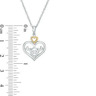 Unstoppable Love™ Diamond Accent Double Heart "MOM" Pendant in Sterling Silver and 10K Gold