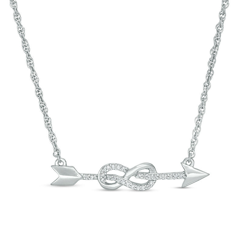 0.067 CT. T.W. Diamond Arrow Infinity Knot Necklace in Sterling Silver - 16.75"|Peoples Jewellers