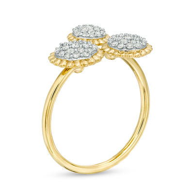 0.30 CT. T.W. Composite Diamond Flower Trio Ring in 10K Gold