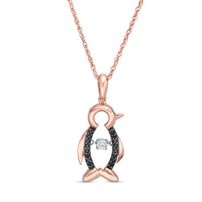 Unstoppable Love™ 0.066 CT. T.W. Enhanced Black and White Diamond Pendant in Sterling Silver with 14K Rose Gold Plate