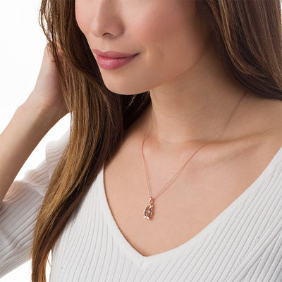 Unstoppable Love™ 0.066 CT. T.W. Enhanced Black and White Diamond Pendant in Sterling Silver with 14K Rose Gold Plate