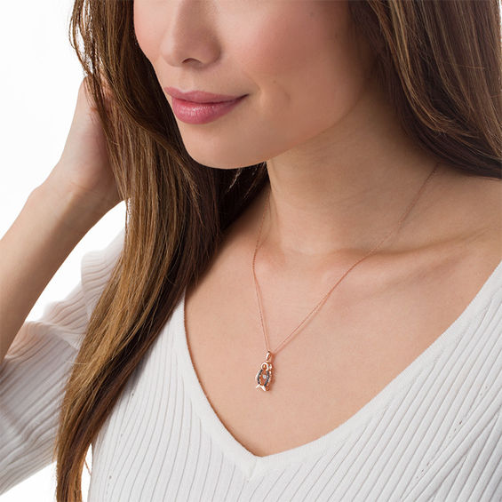 Unstoppable Love™ 0.066 CT. T.W. Enhanced Black and White Diamond Pendant in Sterling Silver with 14K Rose Gold Plate