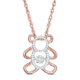 Unstoppable Love™ 0.065 CT. T.W. Diamond Bear Outline Pendant in Sterling Silver with 14K Rose Gold Plate