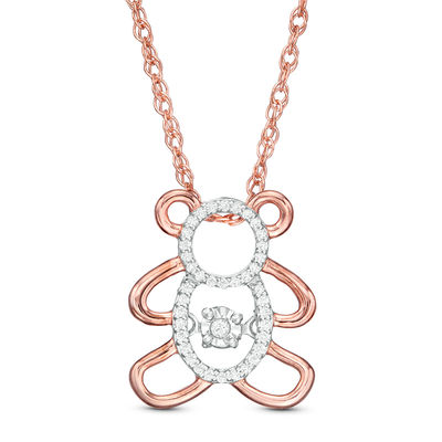 Unstoppable Love™ 0.065 CT. T.W. Diamond Bear Outline Pendant in Sterling Silver with 14K Rose Gold Plate