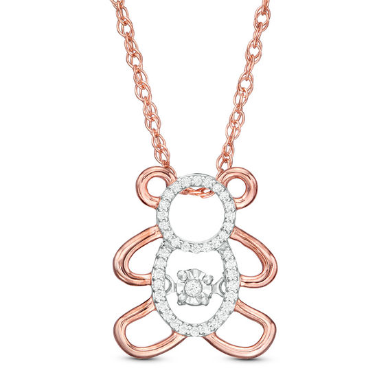 Unstoppable Love™ 0.065 CT. T.W. Diamond Bear Outline Pendant in Sterling Silver with 14K Rose Gold Plate