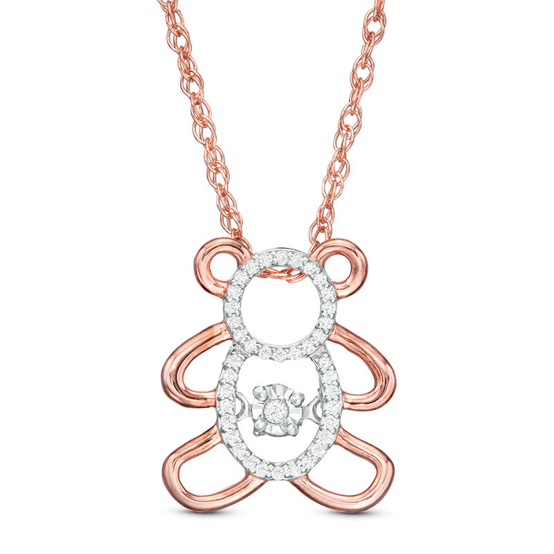 Unstoppable Love™ 0.065 CT. T.W. Diamond Bear Outline Pendant in Sterling Silver with 14K Rose Gold Plate|Peoples Jewellers