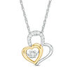 Thumbnail Image 0 of Unstoppable Love™ 0.04 CT. T.W. Diamond Double Heart Tilted Pendant in Sterling Silver and 10K Gold