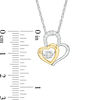 Thumbnail Image 2 of Unstoppable Love™ 0.04 CT. T.W. Diamond Double Heart Tilted Pendant in Sterling Silver and 10K Gold