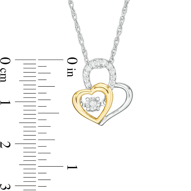 Unstoppable Love™ 0.04 CT. T.W. Diamond Double Heart Tilted Pendant in Sterling Silver and 10K Gold