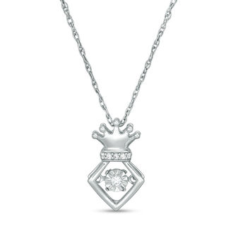 Unstoppable Love™ 0.04 CT. T.W. Diamond Tilted Frame with Crown Pendant in Sterling Silver