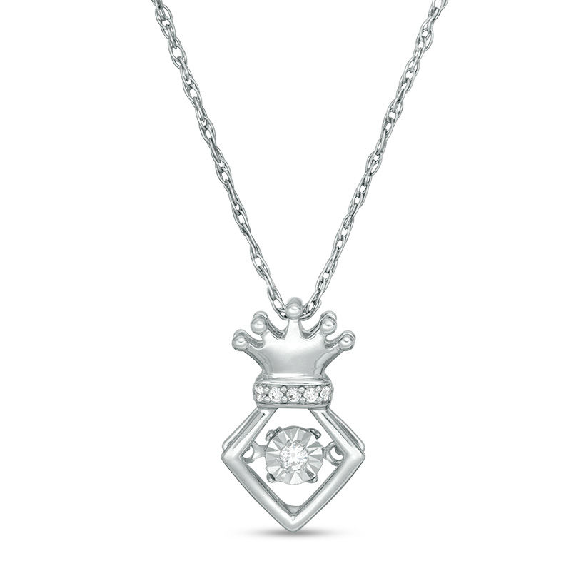 Unstoppable Love™ 0.04 CT. T.W. Diamond Tilted Frame with Crown Pendant in Sterling Silver|Peoples Jewellers