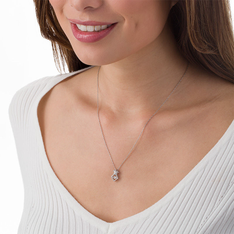 Unstoppable Love™ 0.04 CT. T.W. Diamond Tilted Frame with Crown Pendant in Sterling Silver|Peoples Jewellers