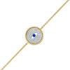 2.5mm Lab-Created Ceylon Sapphire and 0.19 CT. T.W. Diamond Evil Eye Bracelet in Sterling Silver and 10K Gold - 8.5"