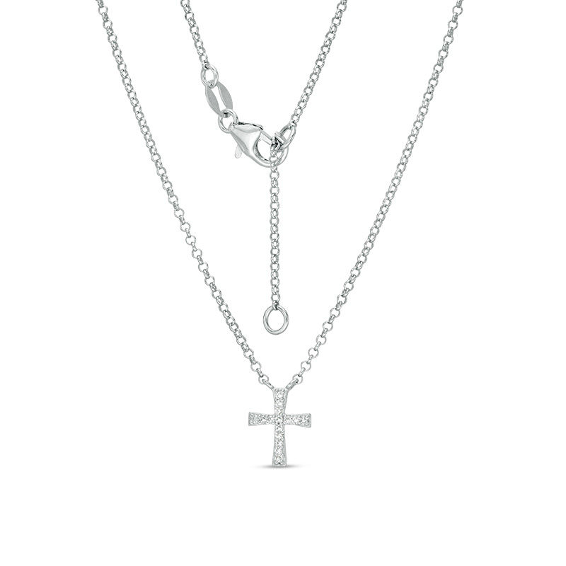 0.04 CT. T.W. Diamond Cross Necklace in Sterling Silver - 20"