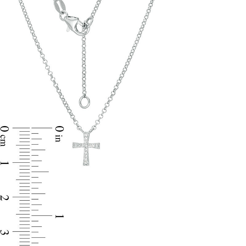 0.04 CT. T.W. Diamond Cross Necklace in Sterling Silver - 20"