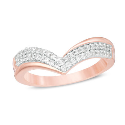 0.25 CT. T.W. Diamond Double Row Chevron Ring in 10K Rose Gold