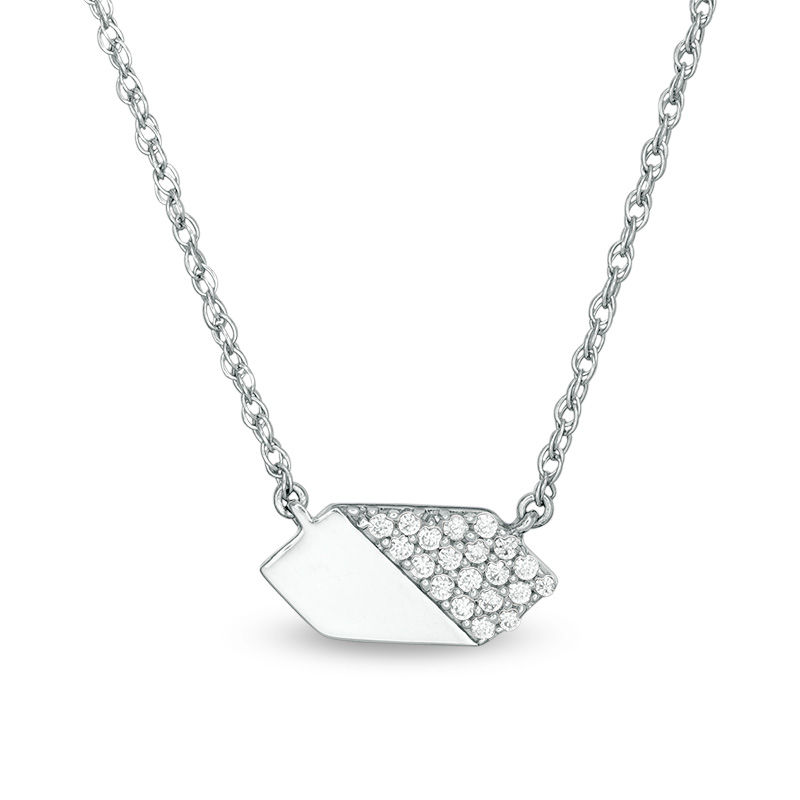 0.10 CT. T.W. Diamond Hexagon Necklace in 10K White Gold