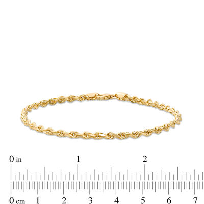 Men's 3.0mm Diamond-Cut Rope Chain Bracelet in Solid 14K Gold - 8.0"