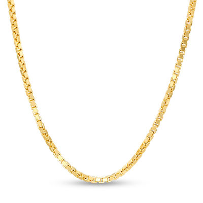 2.5mm Box Chain Necklace in Hollow 14K Gold - 20"