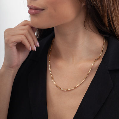 2.5mm Box Chain Necklace in Hollow 14K Gold - 20"