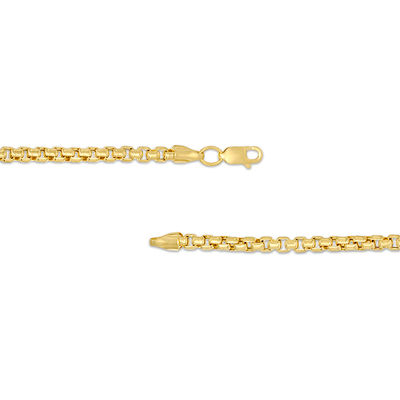 3.4mm Round Box Chain Necklace in Hollow 14K Gold - 22"