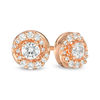 Thumbnail Image 0 of 0.50 CT. T.W. Diamond Frame Swirl Stud Earrings in 14K Rose Gold