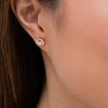 Thumbnail Image 1 of 0.50 CT. T.W. Diamond Frame Swirl Stud Earrings in 14K Rose Gold