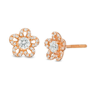 0.40 CT. T.W. Diamond Flower Stud Earrings in 10K Rose Gold