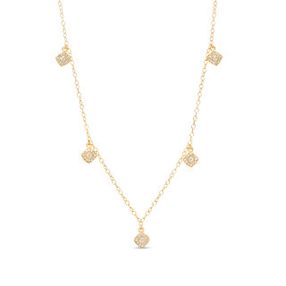 0.23 CT. T.W. Composite Diamond Square Station-Drop Necklace in 10K Gold - 20"