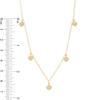 0.23 CT. T.W. Composite Diamond Square Station-Drop Necklace in 10K Gold - 20"