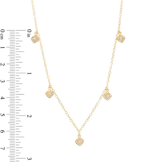 0.23 CT. T.W. Composite Diamond Square Station-Drop Necklace in 10K Gold - 20"