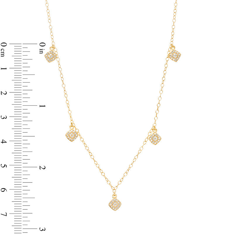 Main Image 3 of 0.23 CT. T.W. Composite Diamond Square Station-Drop Necklace in 10K Gold - 20&quot;