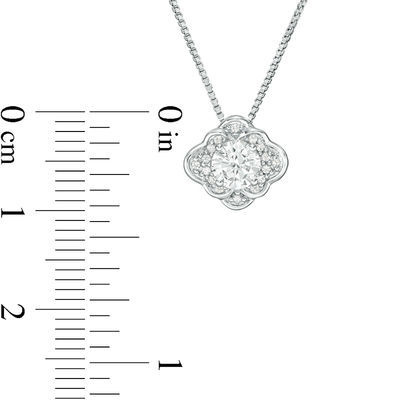 0.51 CT. T.W. Diamond Scallop Frame Pendant in 10K White Gold