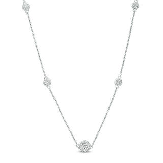 0.18 CT. T.W. Composite Diamond Station Necklace in 10K White Gold