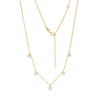 0.05 CT. T.W. Diamond Station-Drop Necklace in 10K Gold