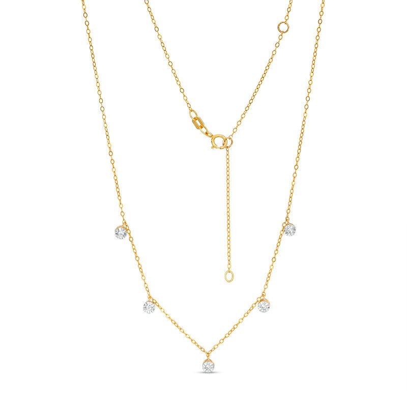 0.05 CT. T.W. Diamond Station-Drop Necklace in 10K Gold