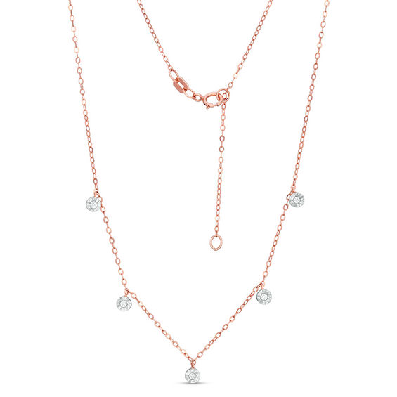 0.05 CT. T.W. Diamond Station-Drop Necklace in 10K Rose Gold | Peoples ...