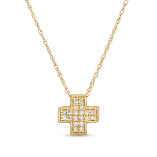 0.06 CT. T.W. Diamond Cross Pendant in 10K Gold