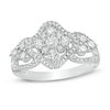 1.00 CT. T.W. Diamond Clover Frame Tri-Sides Ring in 10K White Gold