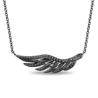 Enchanted Disney Villains Maleficent 0.20 CT. T.W. Black Diamond Wing Necklace in Sterling Silver