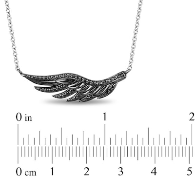 Enchanted Disney Villains Maleficent 0.20 CT. T.W. Black Diamond Wing Necklace in Sterling Silver