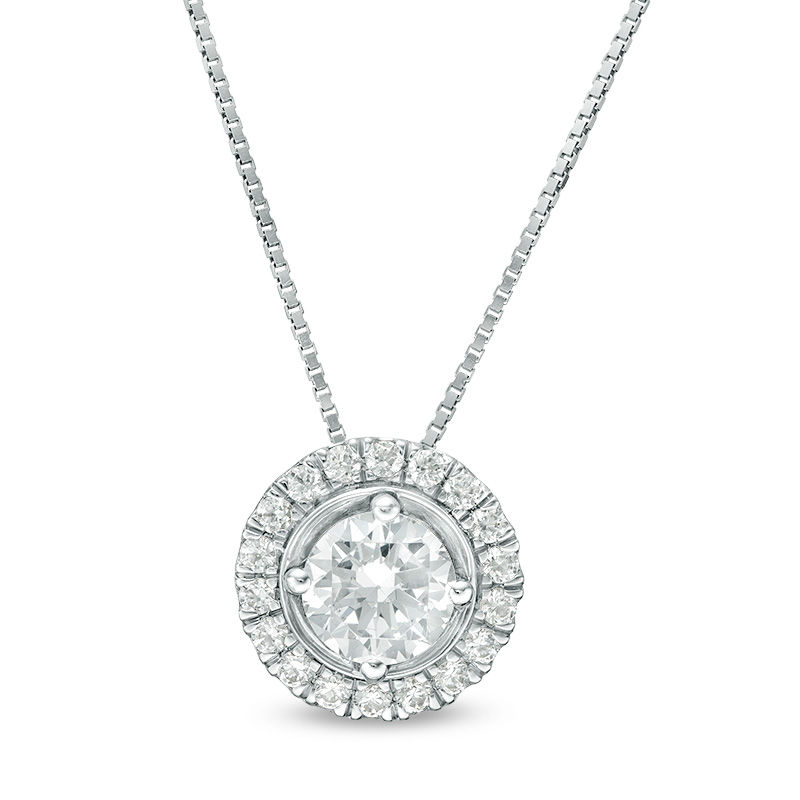 1.00 CT. T.W. Diamond Frame Pendant in 14K White Gold|Peoples Jewellers