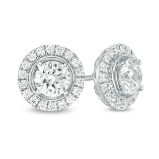 2.00 CT. T.W. Diamond Frame Stud Earrings in 14K White Gold