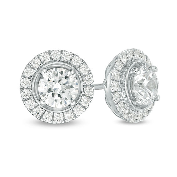 2.00 CT. T.W. Diamond Frame Stud Earrings in 14K White Gold