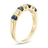 EFFY™ Collection Blue Sapphire and 0.23 CT. T.W. Diamond Alternating Stackable Ring in 14K Gold