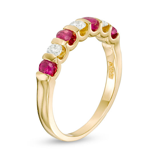 EFFY™ Collection Ruby and 0.23 CT. T.W. Diamond Alternating Stackable Ring in 14K Gold